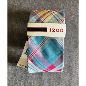 NWT Izod Plaid Tie - Blue Pink‎ Yellow - 100% Silk